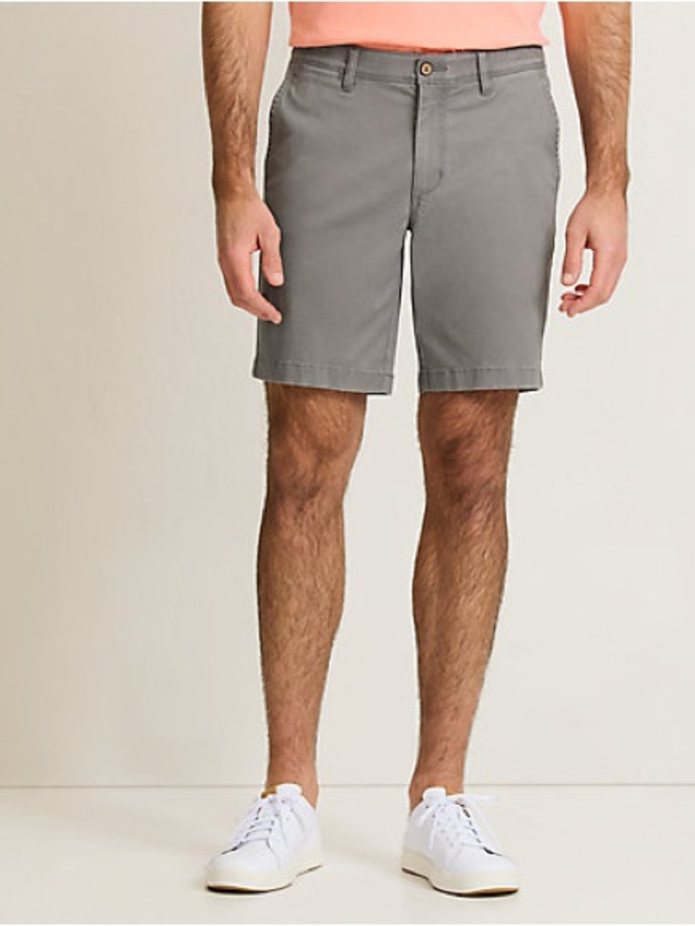 Tommy Bahama Island Chino Shorts Mens 36 Gray Cotton Stretch Flat Front Mid Rise